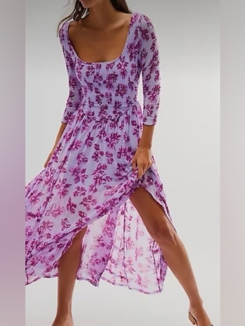 Free People It's Fate Midi Dress Lavender Purple Floral Size Large